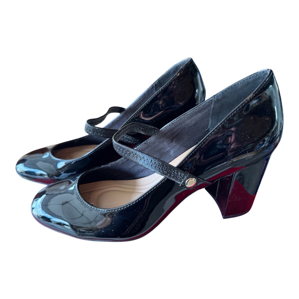 KELLY & KATIE Caital Black Patent Mary Jane Block Heel Pumps Womens 9M NEW